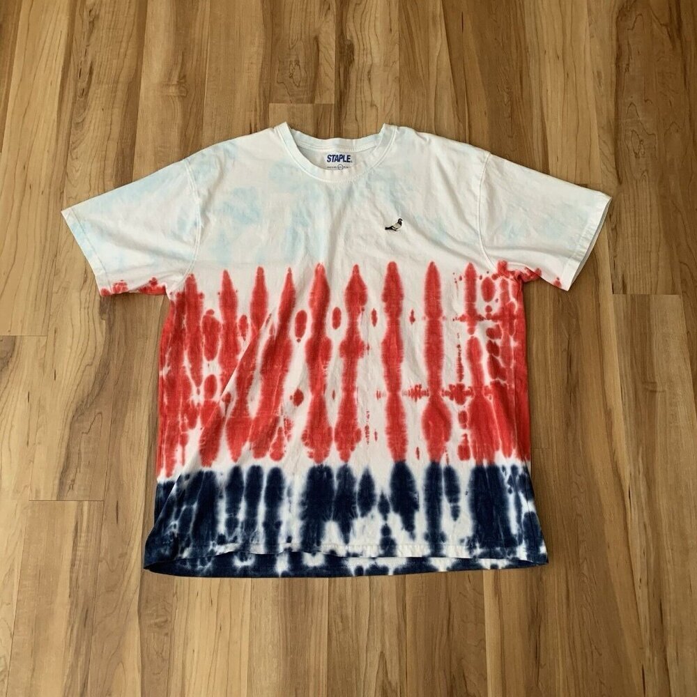 Staple Tie Dye T-shirt Men’s 2XL Red White Blue Patriotic Short Sleeve Cotton